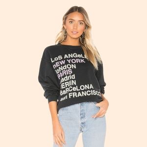Anine Bing Black Crew Neck Sweater with Graphic Text